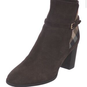 Burberry Dark Brown Suede Heeled Boots